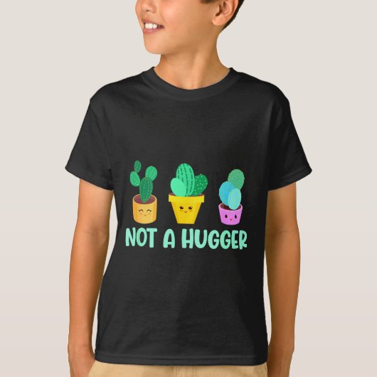 Cute Kawaii Do Not Hug I'm Not A Hugger Cactus Tシャツ (正面)