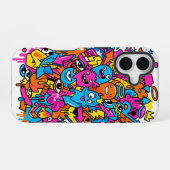 Cute Kawaii Drip Monster Pattern iPhone 16 case 16ケース (裏面横)
