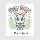 Cute Kawaii Easter Bunny Hop Illustration シール (シート)