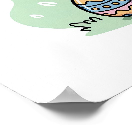 Cute Kawaii Easter Egg Life Bunny Illustration ポスター (角)