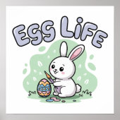 Cute Kawaii Easter Egg Life Bunny Illustration ポスター (正面)