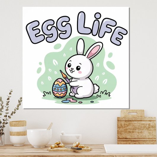 Cute Kawaii Easter Egg Life Bunny Illustration ポスター
