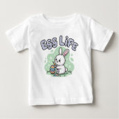 Cute Kawaii Egg Life Bunny Illustration ベビーTシャツ (正面)