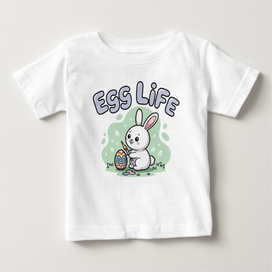 Cute Kawaii Egg Life Bunny Illustration ベビーTシャツ (正面)