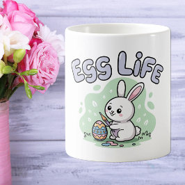 Cute Kawaii Egg Life Easter Bunny Illustration コーヒーマグカップ