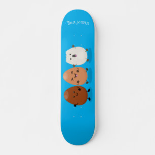 Cute kawaii eggs funny cartoon illustration スケートボード