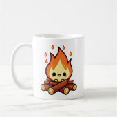 Cute kawaii fire flame コーヒーマグカップ (左)