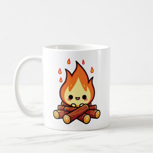 Cute kawaii fire flame コーヒーマグカップ (左)