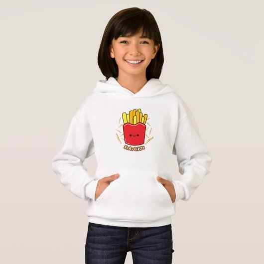 Cute Kawaii French Fries “Stay Crispy” KidsT-Shirt (正面フル)