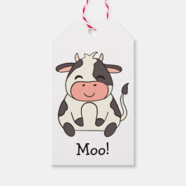 Cute Kawaii Friendly Cow Moo! ギフトタグ