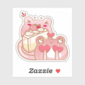 Cute Kawaii Frog Eating Cake Personalized シール (シート)