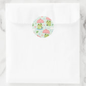 Cute Kawaii Frog Heart Umbrella Pattern ラウンドシール (バッグ)
