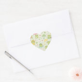 Cute Kawaii Frog Pattern | Green Pastel ハートシール (封筒)