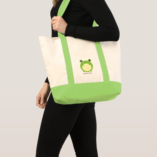 Cute Kawaii Frog with Personalized Text  トートバッグ (正面(商品))