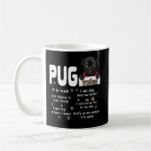 Cute Kawaii Funny Black Pug Dog Rules Gifts コーヒーマグカップ (左)