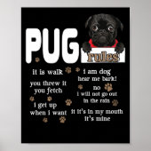 Cute Kawaii Funny Black Pug Dog Rules Gifts ポスター (正面)