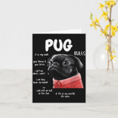 Cute Kawaii Funny Black Pug Dog Rules Men Women Ki カード (黄色い花)