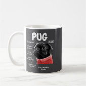 Cute Kawaii Funny Black Pug Dog Rules Men Women Ki コーヒーマグカップ (左)