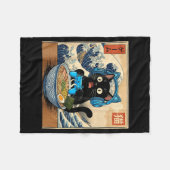 Cute Kawaii Gamer Cat Funny Ramen Japanese Cat Gam フリースブランケット (正面(横))