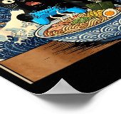 Cute Kawaii Gamer Cat Funny Ramen Japanese Cat Gam ポスター (角)