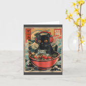Cute Kawaii Gamer Cat Funny Ramen Retro Japanese C カード (黄色い花)