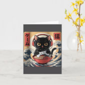 Cute Kawaii Gamer Cat Funny Ramen Retro Japanese C カード (黄色い花)