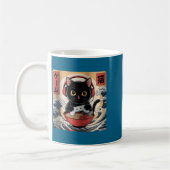 Cute Kawaii Gamer Cat Funny Ramen Retro Japanese C コーヒーマグカップ (左)