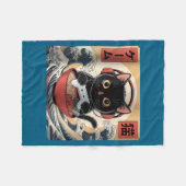 Cute Kawaii Gamer Cat Funny Ramen Retro Japanese C フリースブランケット (正面(横))