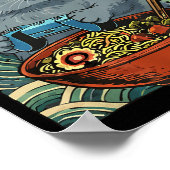 Cute Kawaii Gamer Cat Funny Ramen Retro Japanese C ポスター (角)