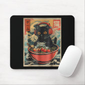 Cute Kawaii Gamer Cat Funny Ramen Retro Japanese C マウスパッド (マウス)
