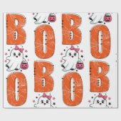 Cute Kawaii Ghost “Boo” Halloween Design ラッピングペーパー (フラット)