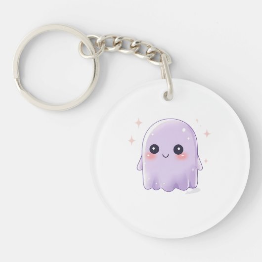 Cute Kawaii Ghost Keychain | Cozy Halloween  キーホルダー (正面)