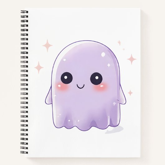 Cute Kawaii Ghost Notebook | Aesthetic Halloween ノートブック (正面)