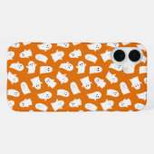 Cute Kawaii Ghost Pattern on Orange Background  iPhoneケース (裏面横)