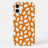 Cute Kawaii Ghost Pattern on Orange Background  iPhoneケース (裏面)