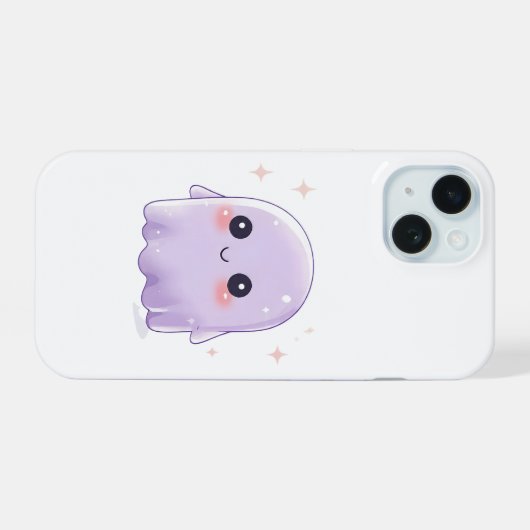 Cute Kawaii Ghost Phone Case | Pastel Halloween iPhone 15ケース (裏面横)