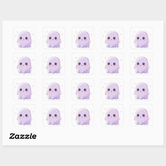 Cute Kawaii Ghost Sticker | Halloween Aesthetic スクエアシール (シート)