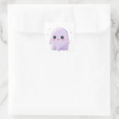 Cute Kawaii Ghost Sticker | Halloween Aesthetic スクエアシール (バッグ)