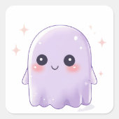 Cute Kawaii Ghost Sticker | Halloween Aesthetic スクエアシール (正面)
