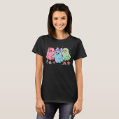 Cute Kawaii Ghost Trio Pink Blue Green Halloween Tシャツ (正面フル)