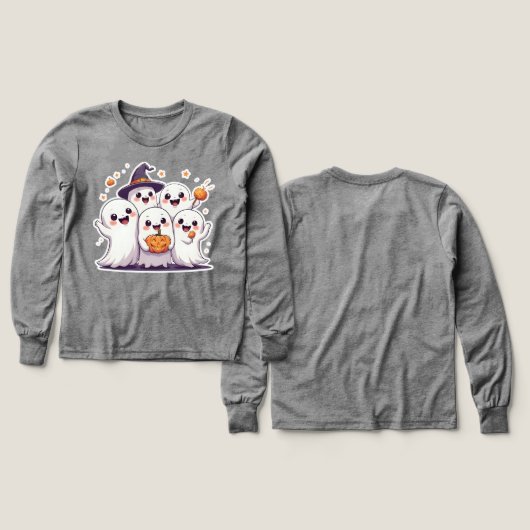 Cute Kawaii Ghosts Halloween Sweatshirt – Spooky P (デザイン 正面＆背面)