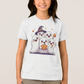 Cute Kawaii Ghosts Halloween T-Shirt  トライブレンドＴシャツ (正面)