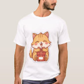 Cute Kawaii Ginger Cat Hugging Gift Box  ✨🎁 Tシャツ (正面)