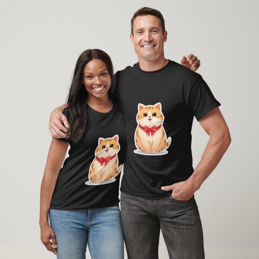 Cute Kawaii Ginger Cat with Red Bow Sticker ✨🎀 Tシャツ (ユニセックス)