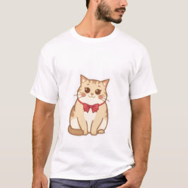 Cute Kawaii Ginger Cat with Red Bow Tie ✨🎀 Tシャツ