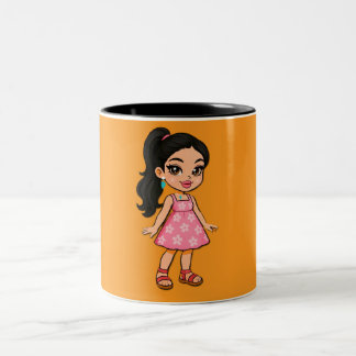 Cute Kawaii Girl Pink Mug | Chibi Cartoon Characte ツートーンマグカップ