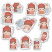 Cute Kawaii Girl Stickers シール (正面)
