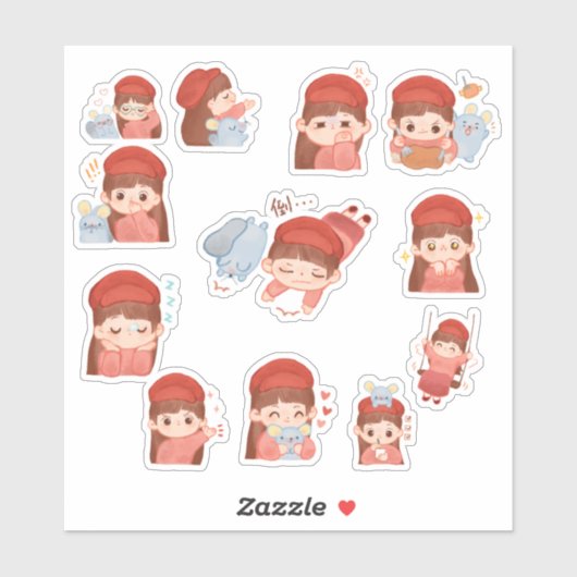 Cute Kawaii Girl Stickers シール (シート)