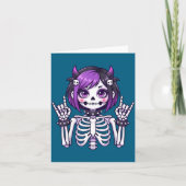 Cute Kawaii Goth Girl Skeleton Punk-goth Alternati カード (正面)