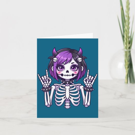 Cute Kawaii Goth Girl Skeleton Punk-goth Alternati カード (正面)